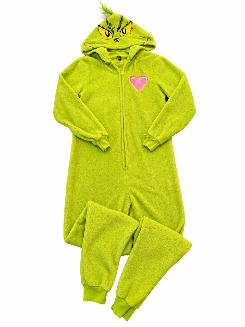 Dr. Seuss The Grinch Women’s Small Plush Hooded One Piece Pajamas Costume Green